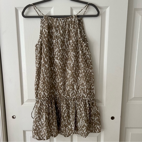J.Crew Womens Top Small Leopard Brown Keyhole Halter Gauzy Peplum Cinched Waist - Picture 14 of 17